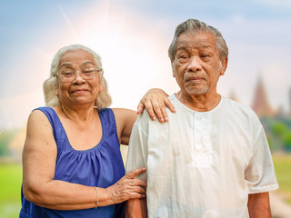 Asian Grandparents. Grandfather, Grandmother are showing feelings of happiness, love, and relationship.