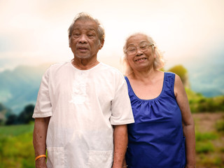 Asian Grandparents. Grandfather, Grandmother are showing feelings of happiness, love, and relationship.