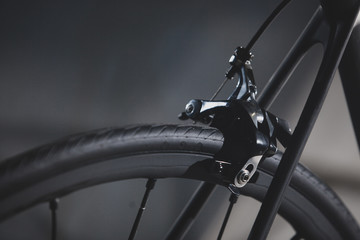 Detail of the rear brake of a road bicycle. - obrazy, fototapety, plakaty