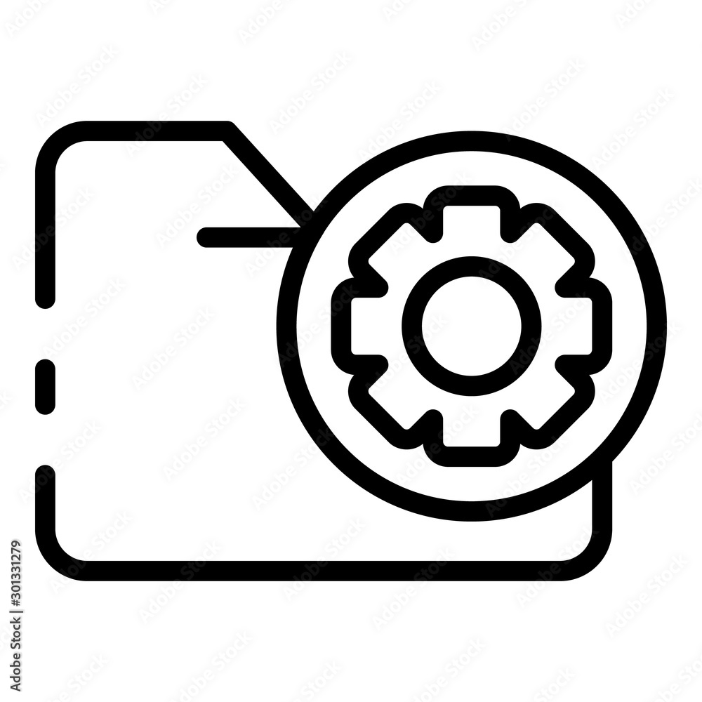 Poster folder with gear in a circle icon. outline folder with gear in a circle vector icon for web design i