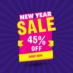 Sale tag or paper banner for New Year.