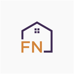 letter FN or F N Line House Real Estate Logo. home concept. Construction logo template, Home and Real Estate icon. Housing Complex Simple Vector Logo Template. - vector