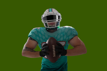 American football isolated on green screen.