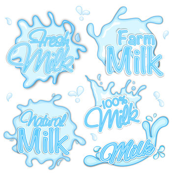 Fresh Milk Stickers, Tags or Labels set.