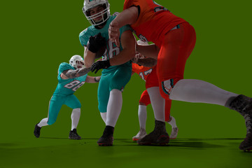 American football isolated on green screen.