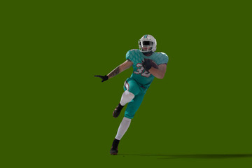 American football isolated on green screen.