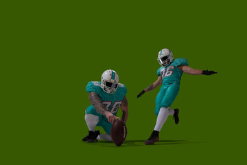 American football isolated on green screen.