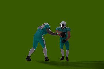 American football isolated on green screen.