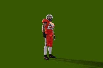 American football isolated on green screen.