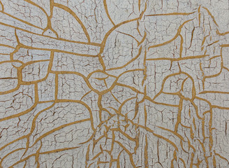 Obraz premium Cracked paint on wooden background, texture. Vintage wallpaper