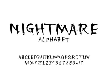 letters and numbers of the alphabet. Grunge Lettering Design. Set uppercase ABC is set. vector illustration of a hand drawn