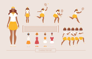 Female Tennis Player Character Vector Constructor