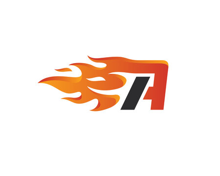 initial A flame letter logo design vector, fire logo lettering design concept