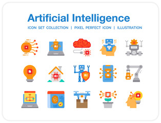 Artificial Intelligence Icons Set. UI Pixel Perfect Well-crafted Vector Thin Line Icons. The illustrations are a vector.