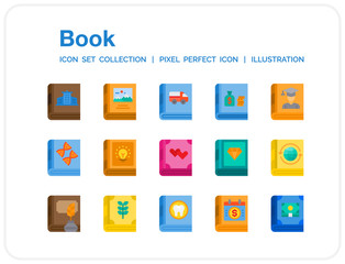 Book Icons Set. UI Pixel Perfect Well-crafted Vector Thin Line Icons. The illustrations are a vector.