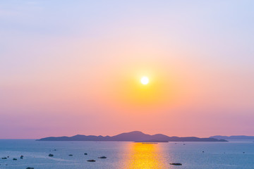 Beautiful landscape of sea ocean around Pattaya city in Thailand at sunset time