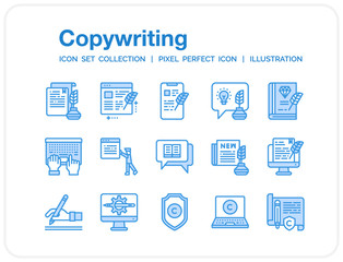 Copywriting Icons Set. UI Pixel Perfect Well-crafted Vector Thin Line Icons. The illustrations are a vector.