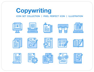 Copywriting Icons Set. UI Pixel Perfect Well-crafted Vector Thin Line Icons. The illustrations are a vector.