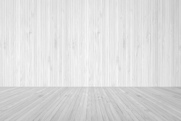 Wood floor textured background with wall wooden backdrop in light white grey color