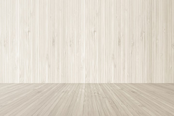 Wood texture background of floor and wall in light cream sepia brown color