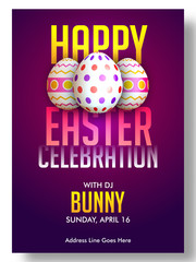 Easter Party poster or flyer design with painted eggs.