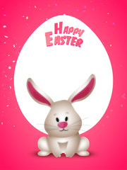 Happy Easter poster design with cute bunny.