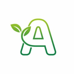 Letter A Leaf Growing Buds, Shoots Logo Vector Icon