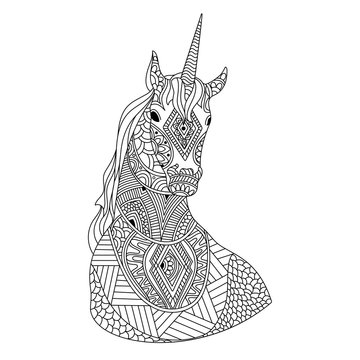 Hand drawn doodle illustration of Unicorn.