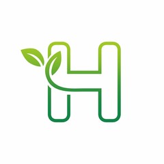 Letter H Leaf Growing Buds, Shoots Logo Vector Icon