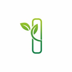 Letter I Leaf Growing Buds, Shoots Logo Vector Icon