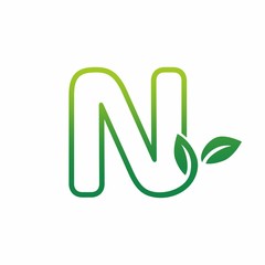 Letter N Leaf Growing Buds, Shoots Logo Vector Icon