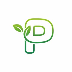 Letter P Leaf Growing Buds, Shoots Logo Vector Icon