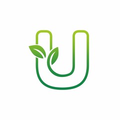 Letter U Leaf Growing Buds, Shoots Logo Vector Icon