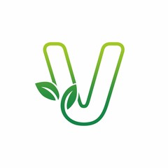 Letter V Leaf Growing Buds, Shoots Logo Vector Icon