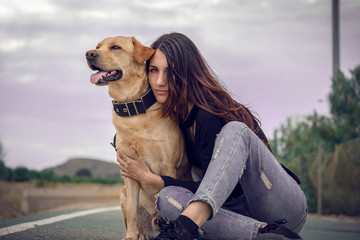Dog with its owner