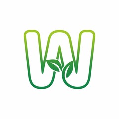 Letter W Leaf Growing Buds, Shoots Logo Vector Icon