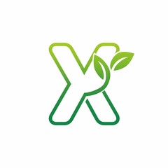 Letter X Leaf Growing Buds, Shoots Logo Vector Icon
