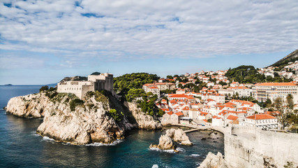Fototapeta na wymiar Red Rooftops in the Historic Old Town of Dubrovnik, Croatia on the Adriatic Coast