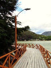 Footbridge in the village of Caleta Tortel, Patagonia, Chile
