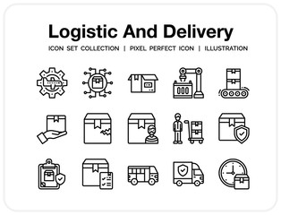 Logistic And Delivery Icons Set. UI Pixel Perfect Well-crafted Vector Thin Line Icons. The illustrations are a vector.