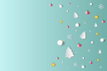 There are Christmas background shapes, appearing flat and simplistic, Vector illustration in paper art style.