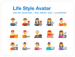 Life-Style-Avatar Icons Set. UI Pixel Perfect Well-crafted Vector Thin Line Icons. The illustrations are a vector.