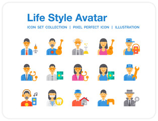 Life-Style-Avatar Icons Set. UI Pixel Perfect Well-crafted Vector Thin Line Icons. The illustrations are a vector.