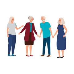 group old people avatar character vector illustration design