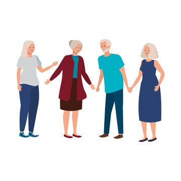 Group Old People Avatar Character Vector Illustration Design