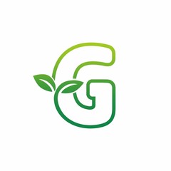 Letter G Leaf Growing Buds, Shoots Logo Vector Icon