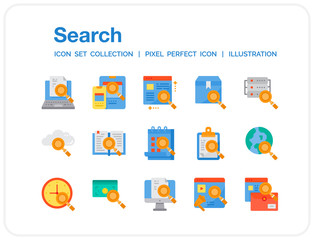 Search Icons Set. UI Pixel Perfect Well-crafted Vector Thin Line Icons. The illustrations are a vector.