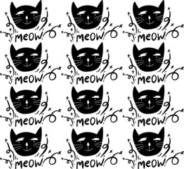 Seamless pattern meow cat