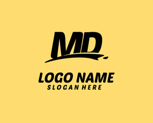 MD Initial with splash logo vector