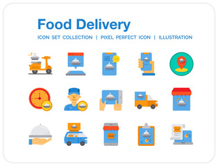 Food And Delivery Icons Set. UI Pixel Perfect Well-crafted Vector Thin Line Icons. The illustrations are a vector.